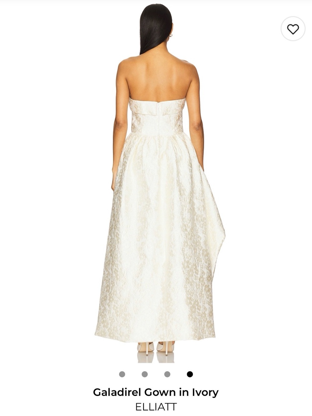 Elliatt Ivory Textured Strapless Gown with Draped Peplum - Picture 3 of 5